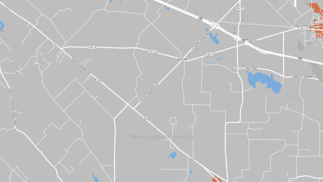 Bike Grade map of Colfax, TX