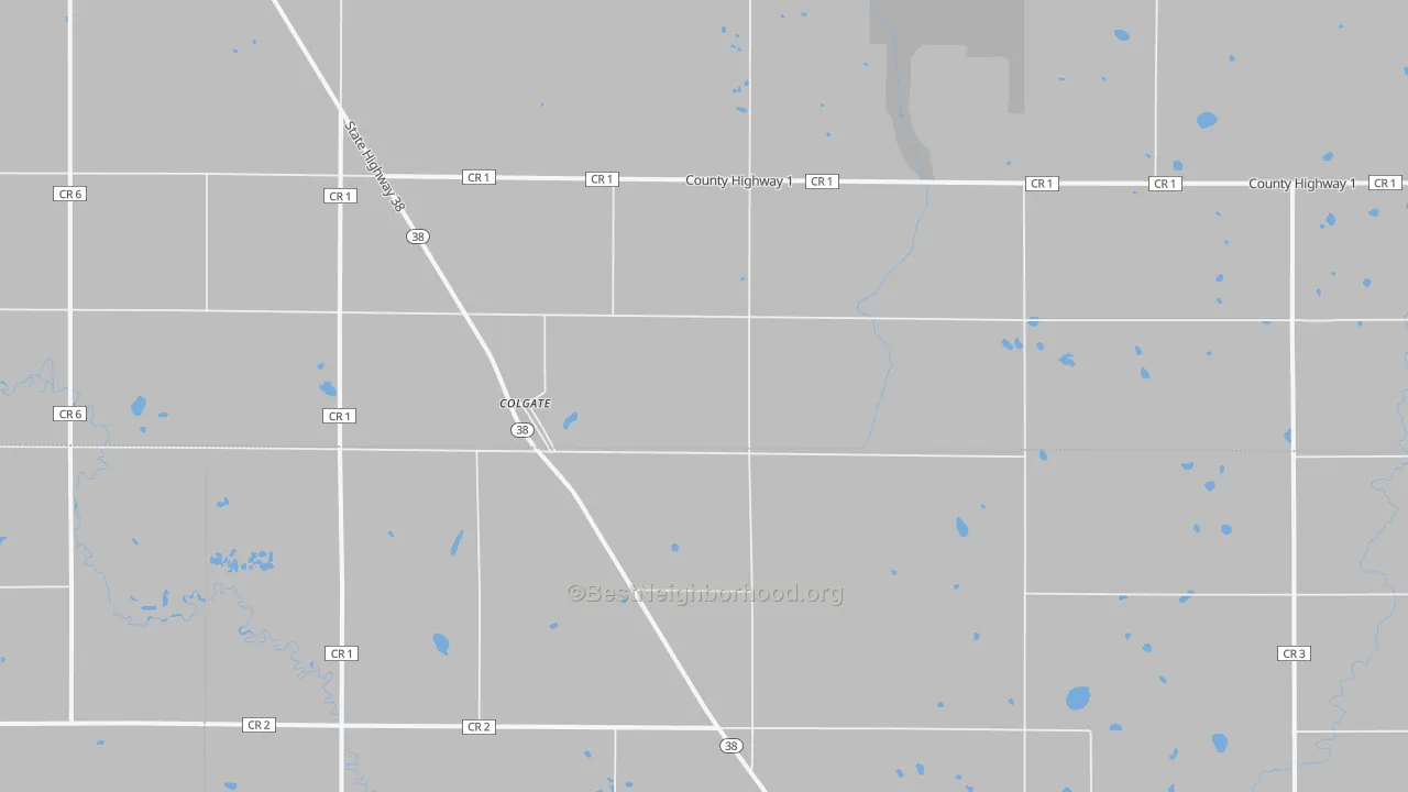 Bike Grade map of Colgate, ND