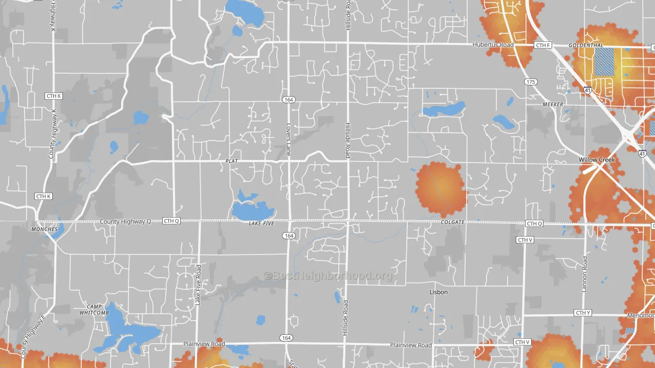 Bike Grade map of Colgate, WI