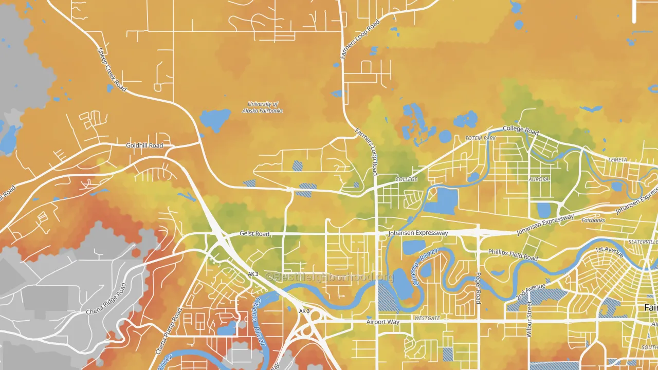 Bike Grade map of College, AK