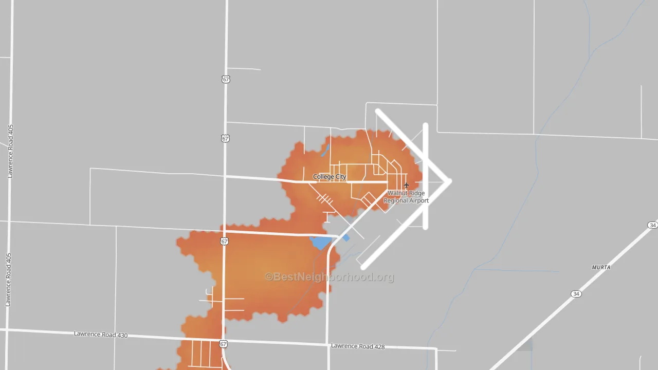 Bike Grade map of College City, AR
