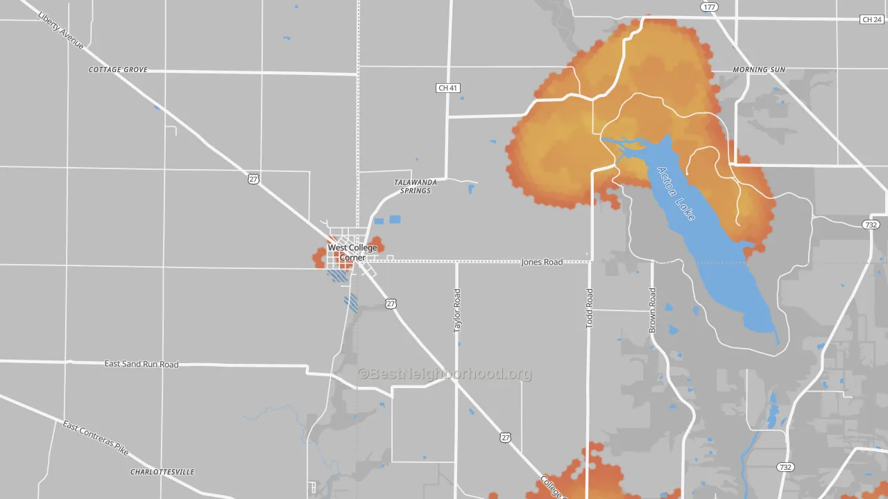 Bike Grade map of College Corner, OH