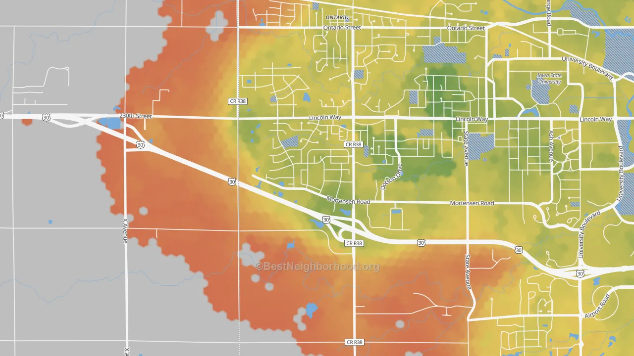 Bike Grade map of College Creek, Ames, IA