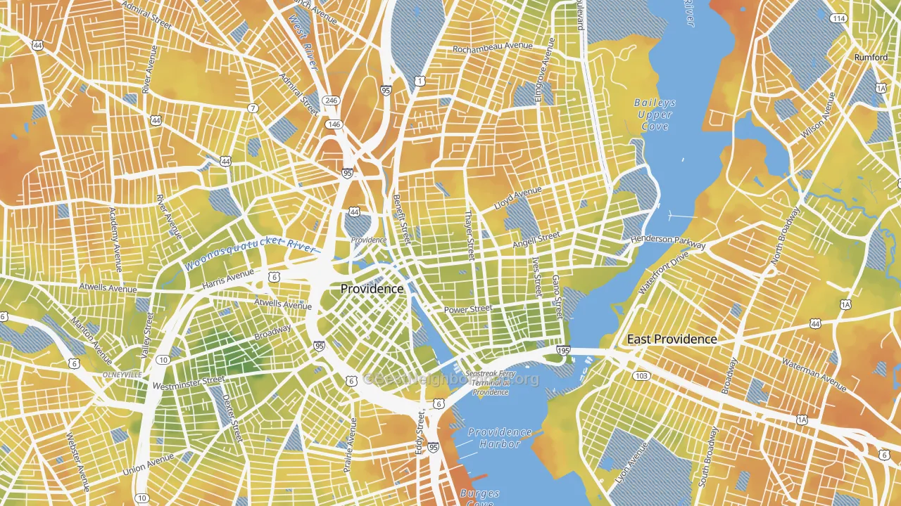 Bike Grade map of College Hill, Providence, RI