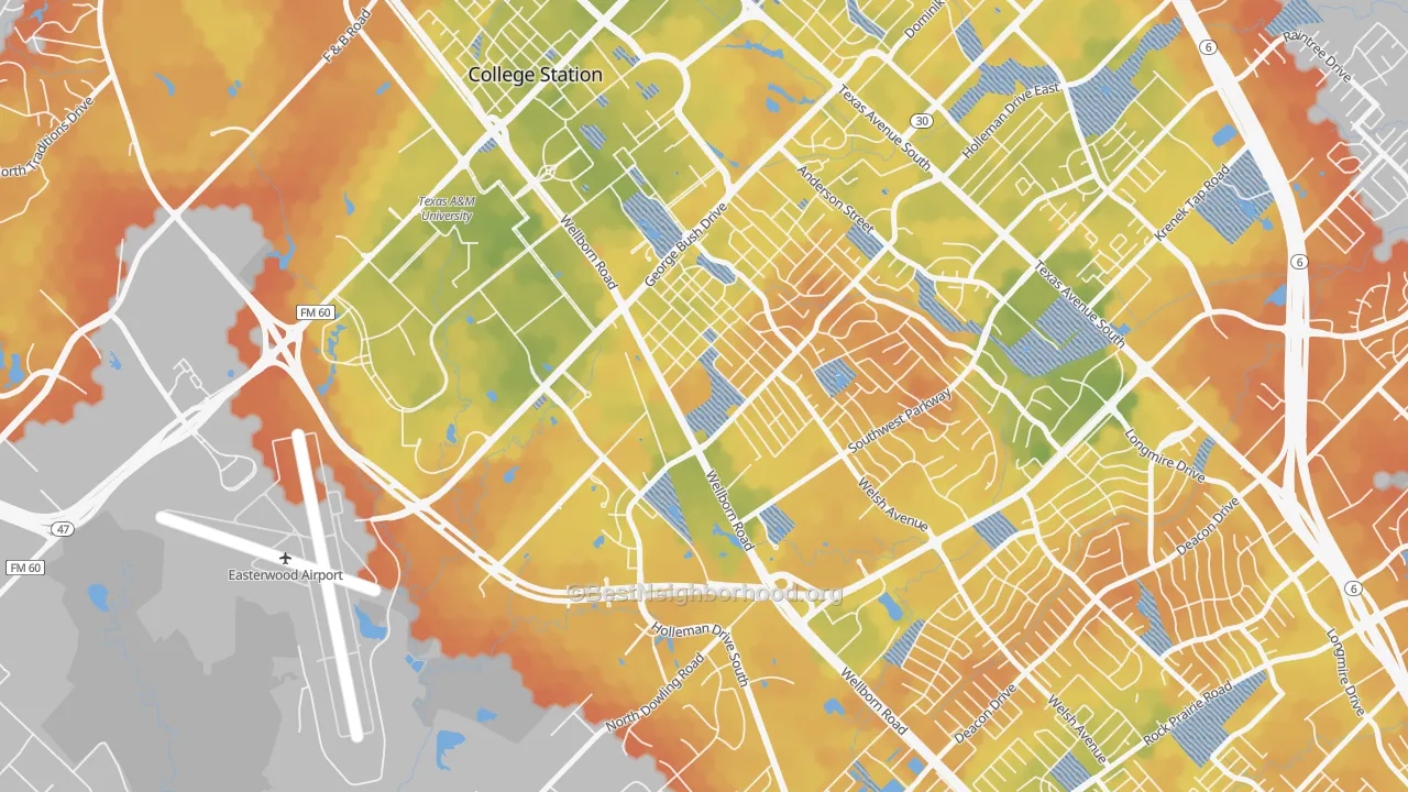 Bike Grade map of College Park, College Station, TX