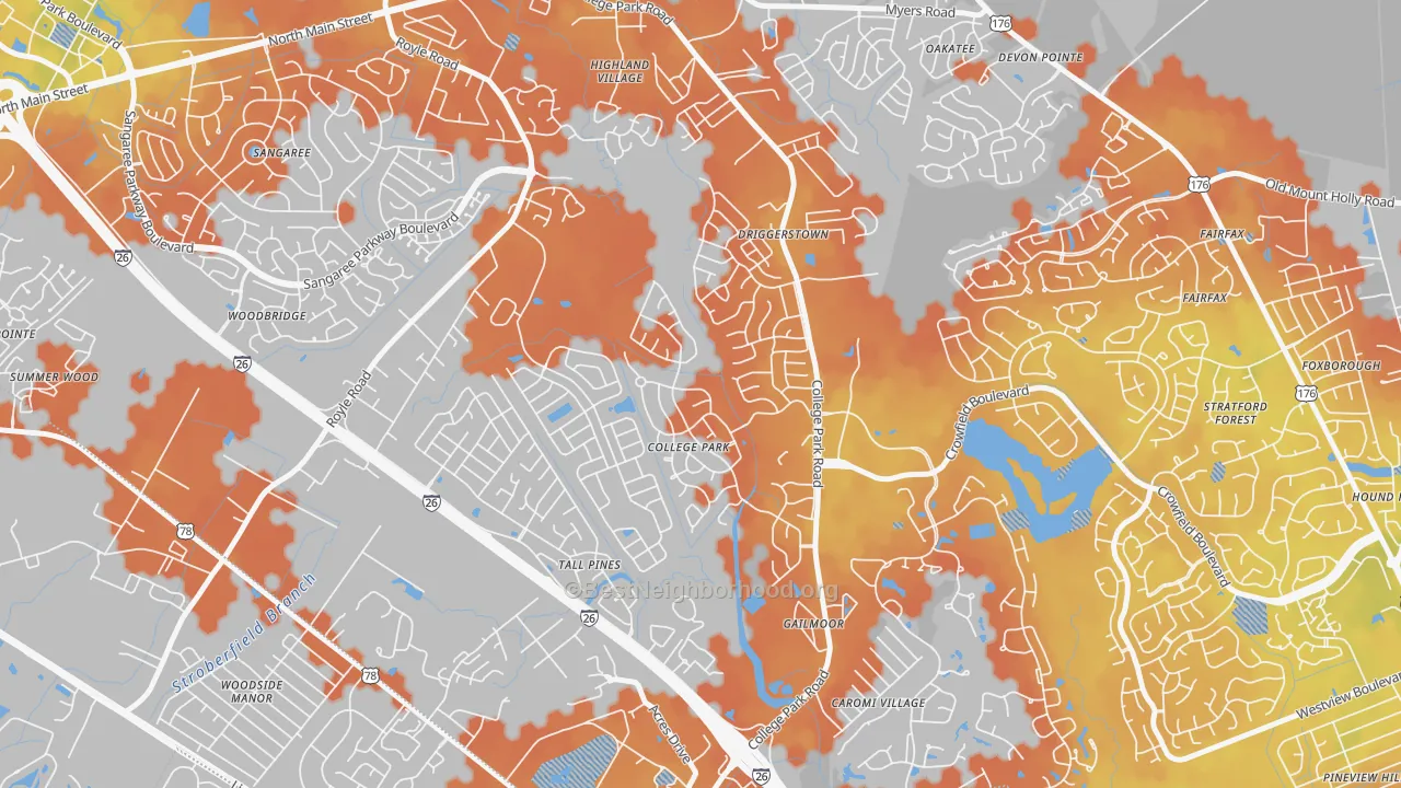 Bike Grade map of College Park, Ladson, SC