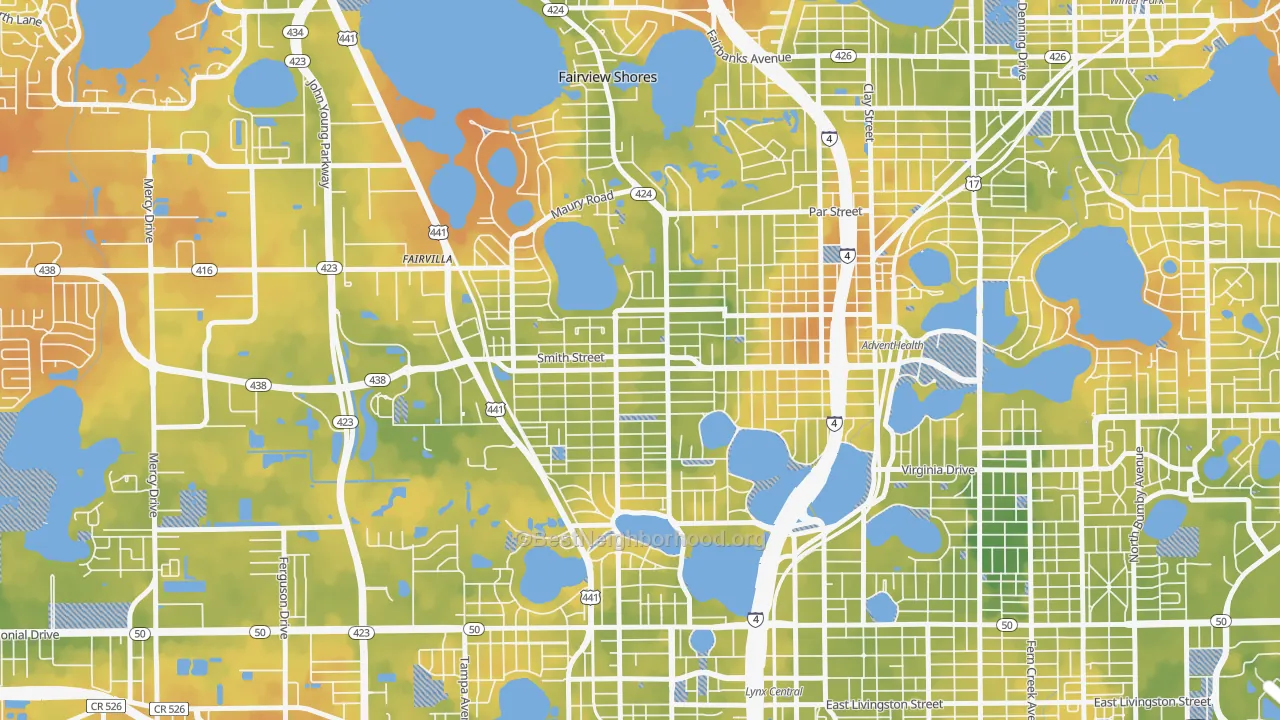Bike Grade map of College Park, Orlando, FL