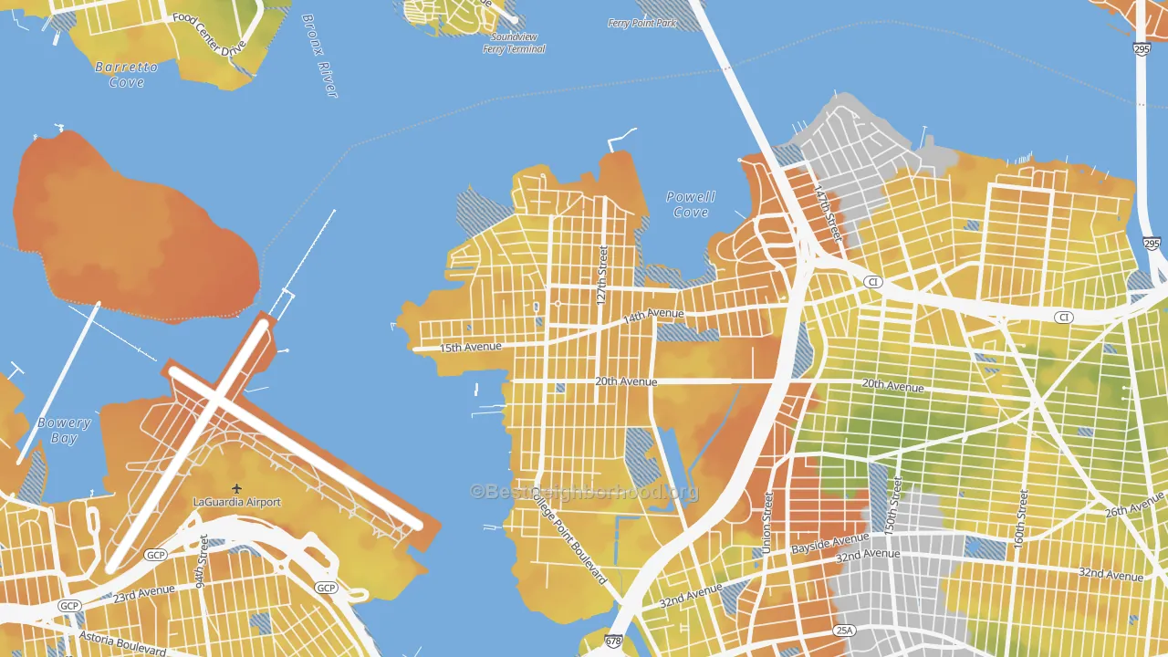 Bike Grade map of College Point, Queens, NY