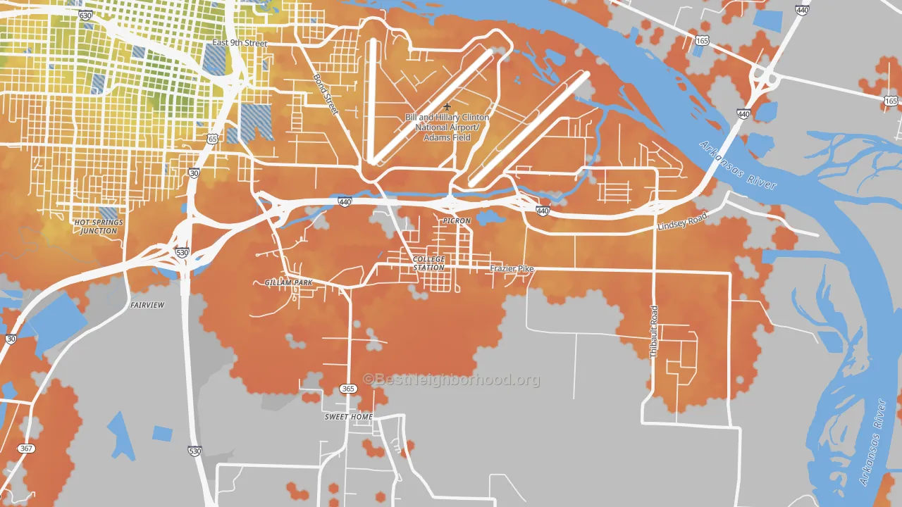 Bike Grade map of College Station, AR