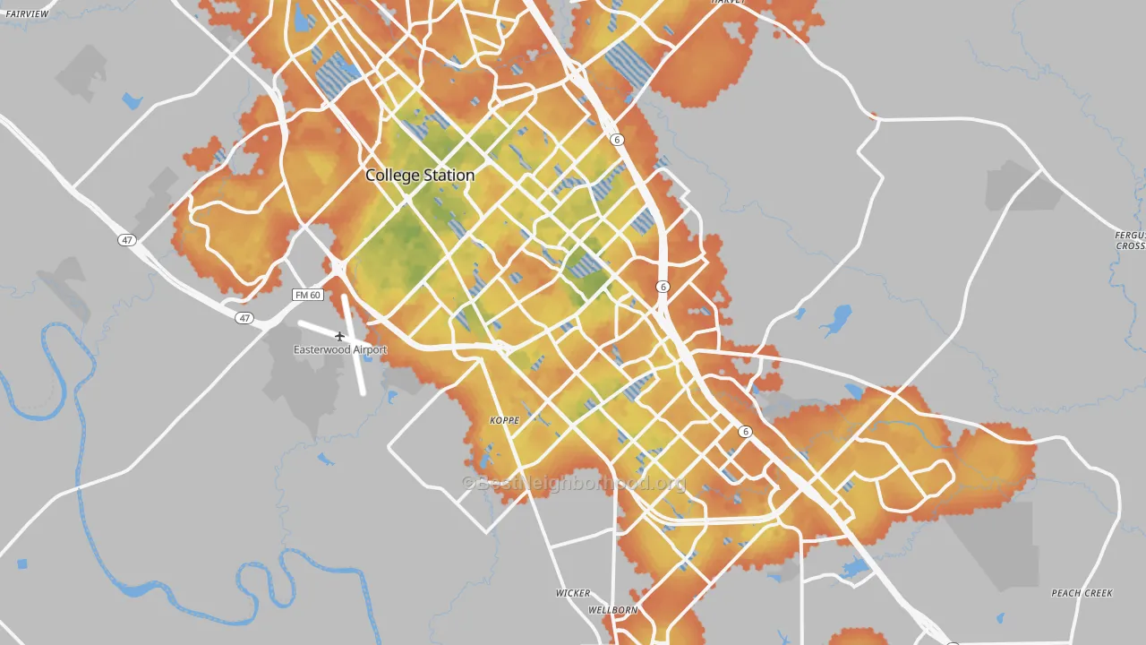 Bike Grade map of College Station, TX