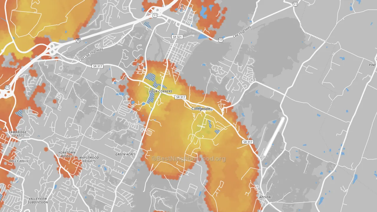Bike Grade map of Collegedale, TN