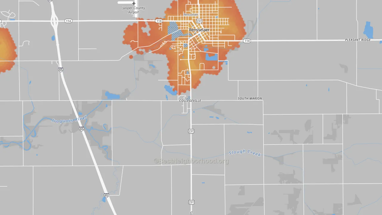 Bike Grade map of Collegeville, IN