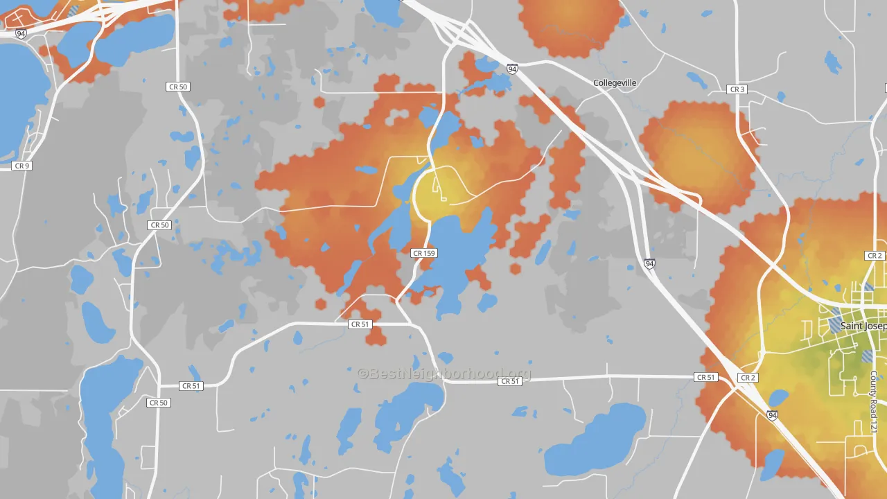 Bike Grade map of Collegeville, MN