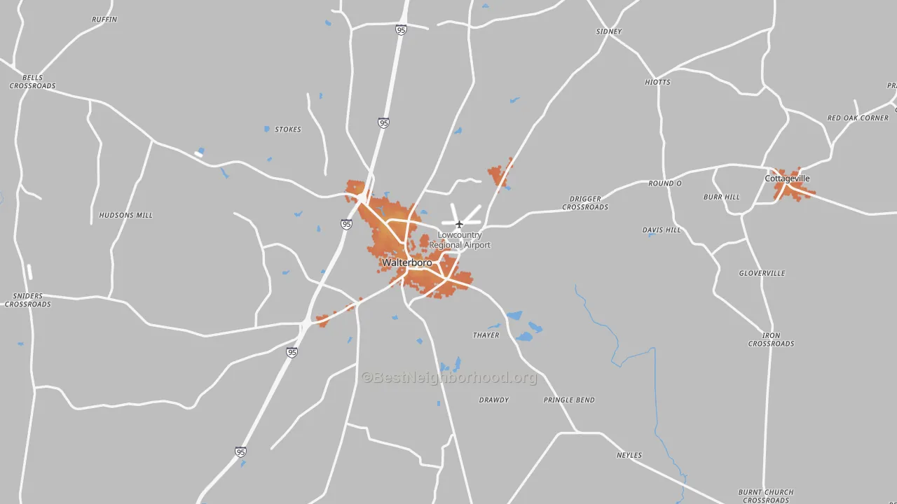 Bike Grade map of Colleton County, SC