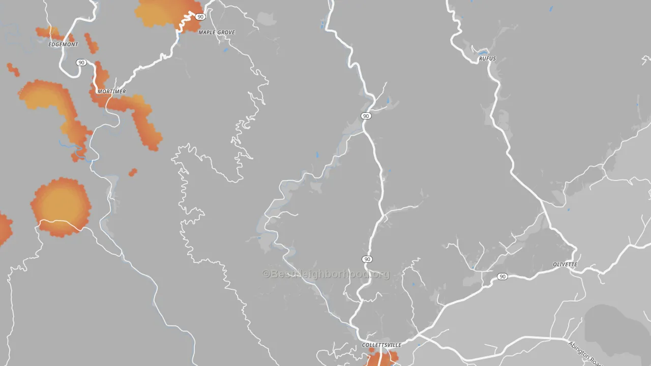 Bike Grade map of Collettsville, NC