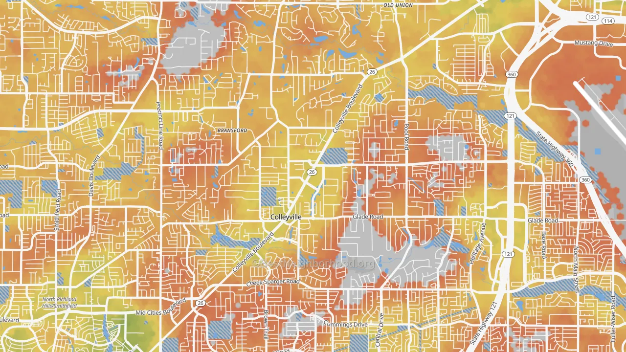 Bike Grade map of Colleyville, TX