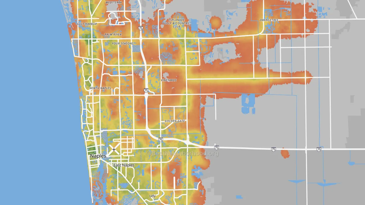 Bike Grade map of Collier County, FL