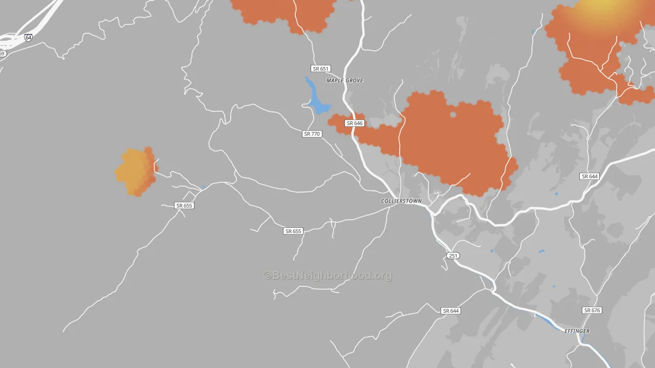 Bike Grade map of Collierstown, VA