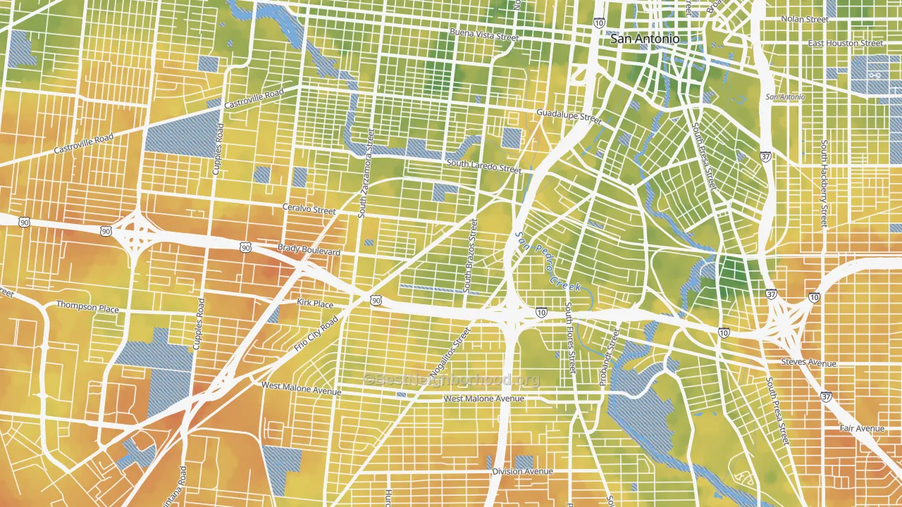 Bike Grade map of Collins Gardens, San Antonio, TX