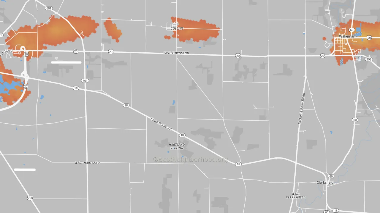 Bike Grade map of Collins, OH