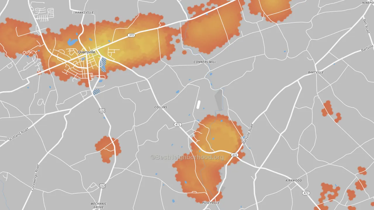 Bike Grade map of Collins, PA