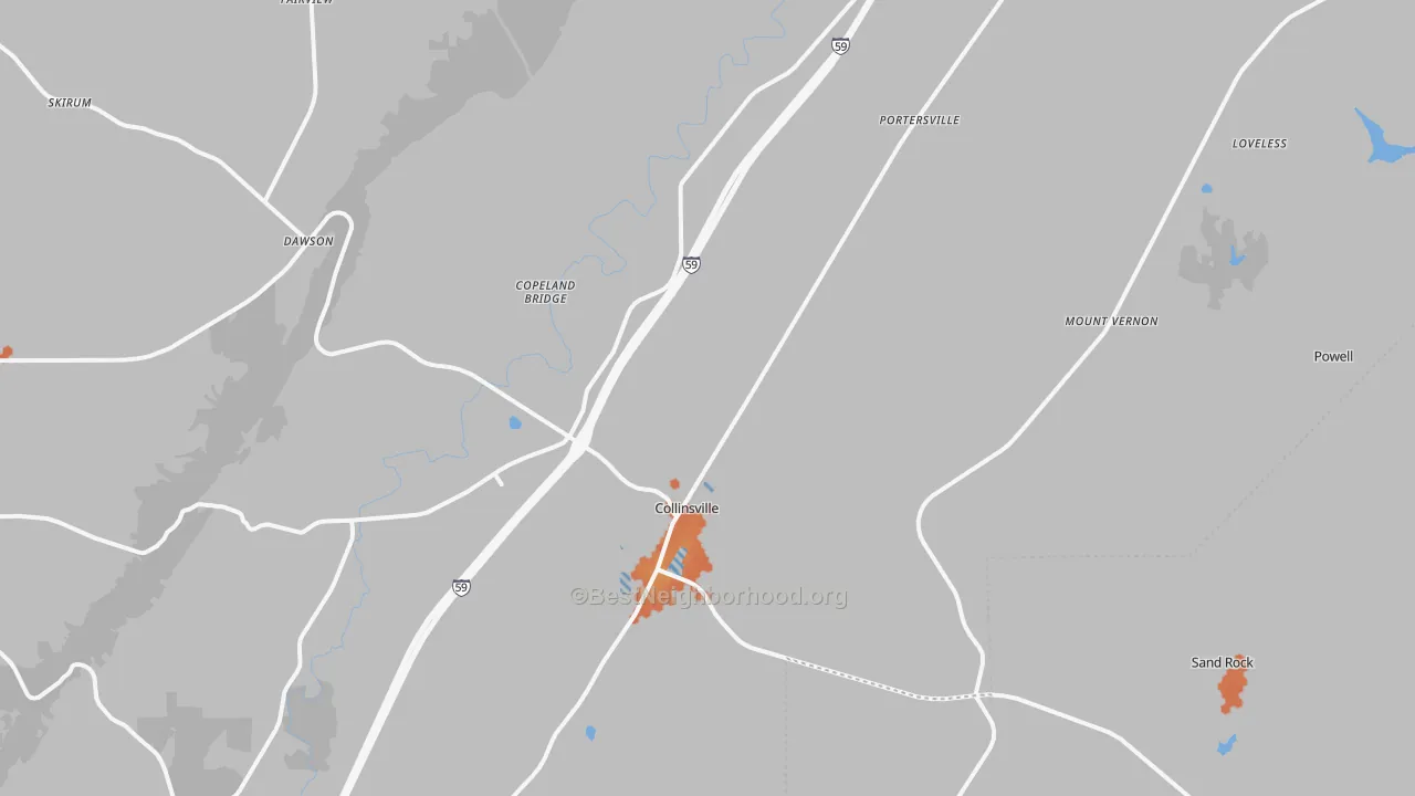 Bike Grade map of Collinsville, AL