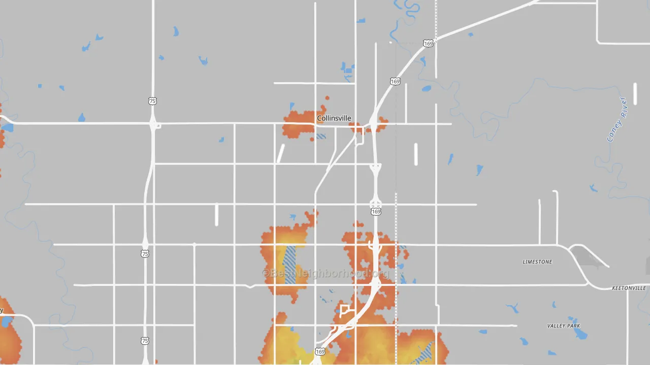 Bike Grade map of Collinsville, OK