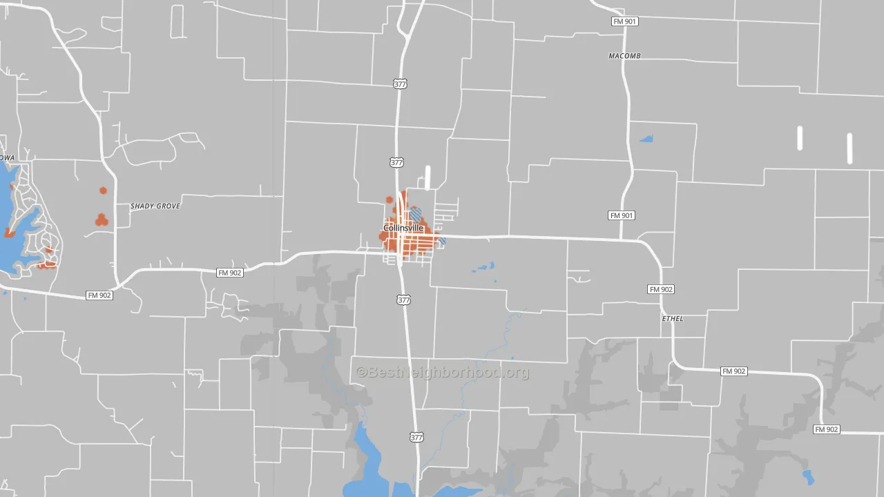 Bike Grade map of Collinsville, TX