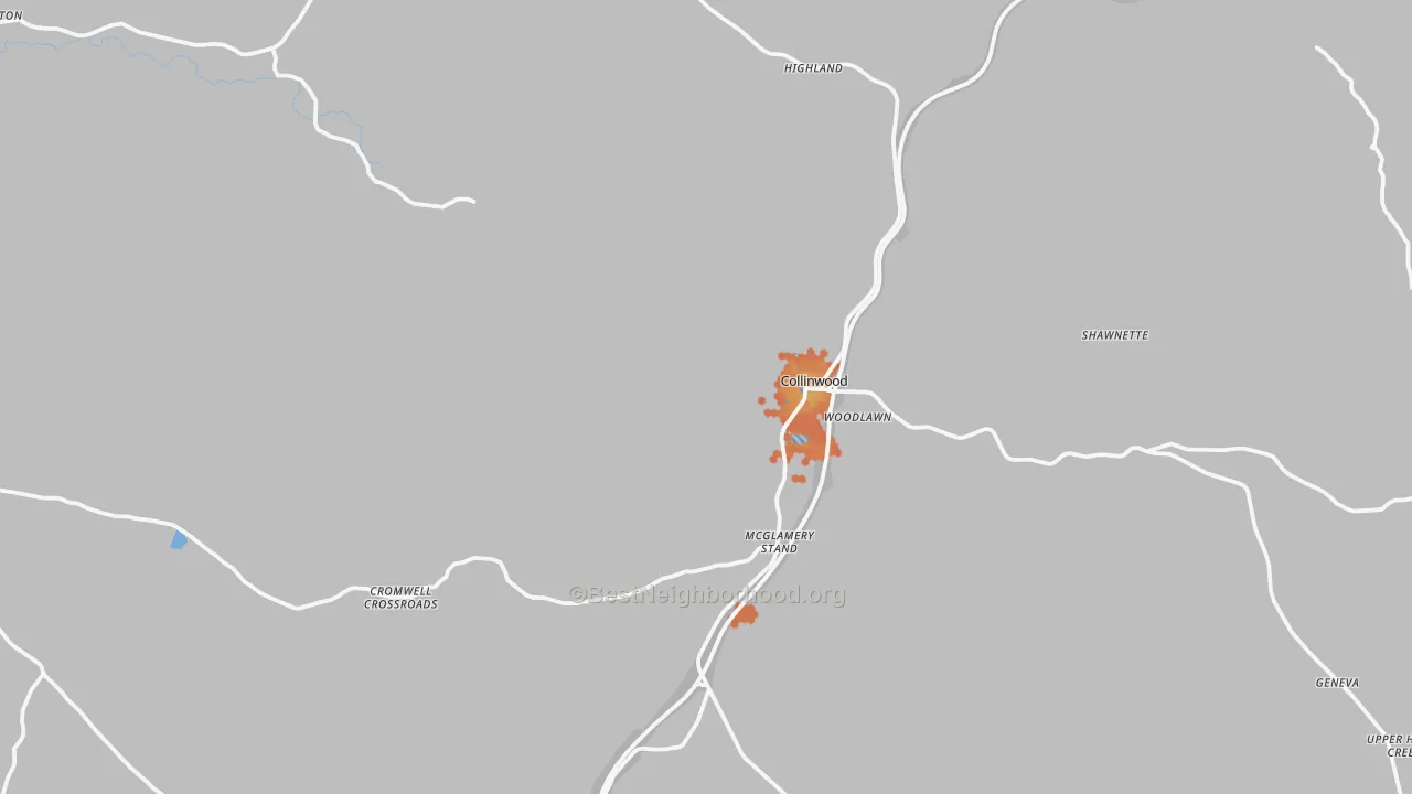 Bike Grade map of Collinwood, TN