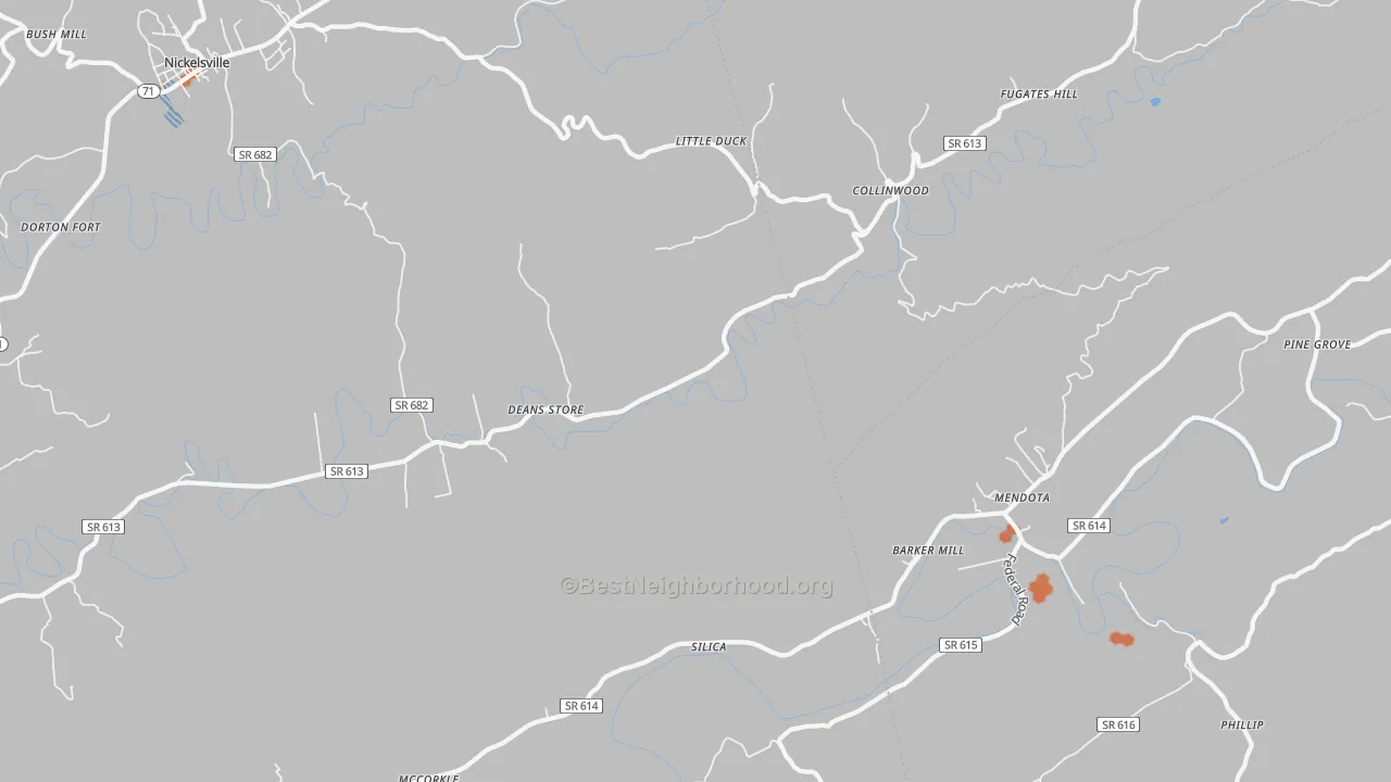 Bike Grade map of Collinwood, VA