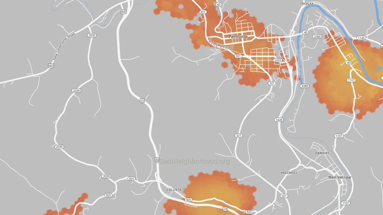 Bike Grade map of Collista, KY
