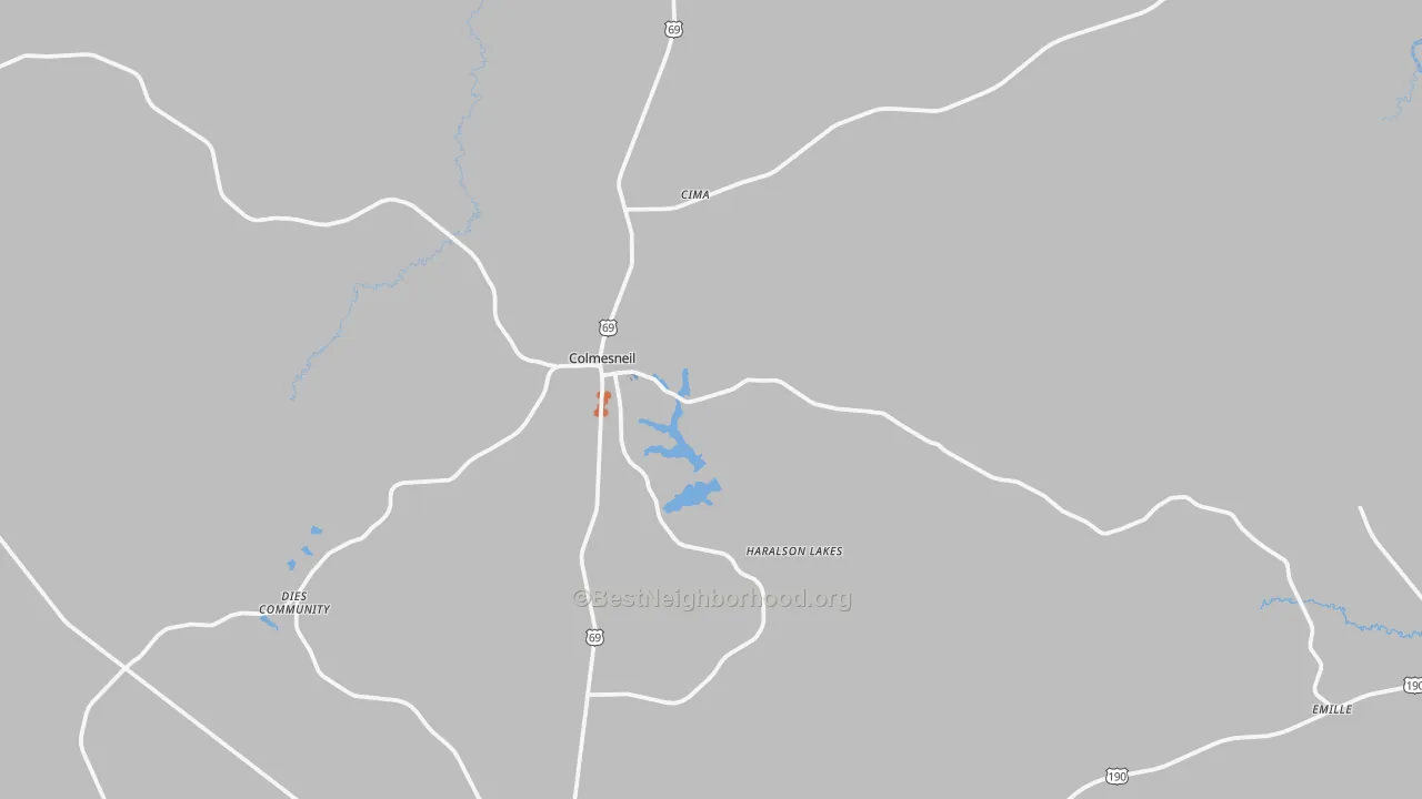 Bike Grade map of Colmesneil, TX