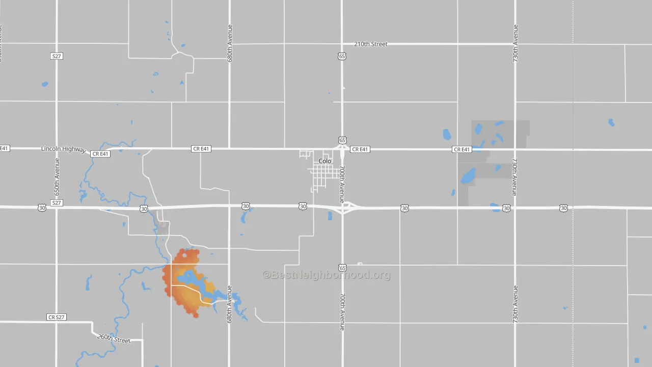 Bike Grade map of Colo, IA
