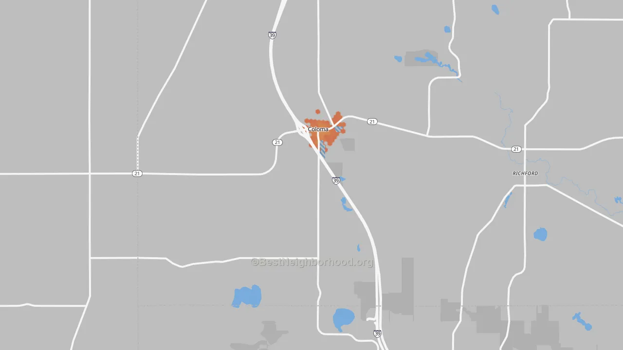 Bike Grade map of Coloma, WI