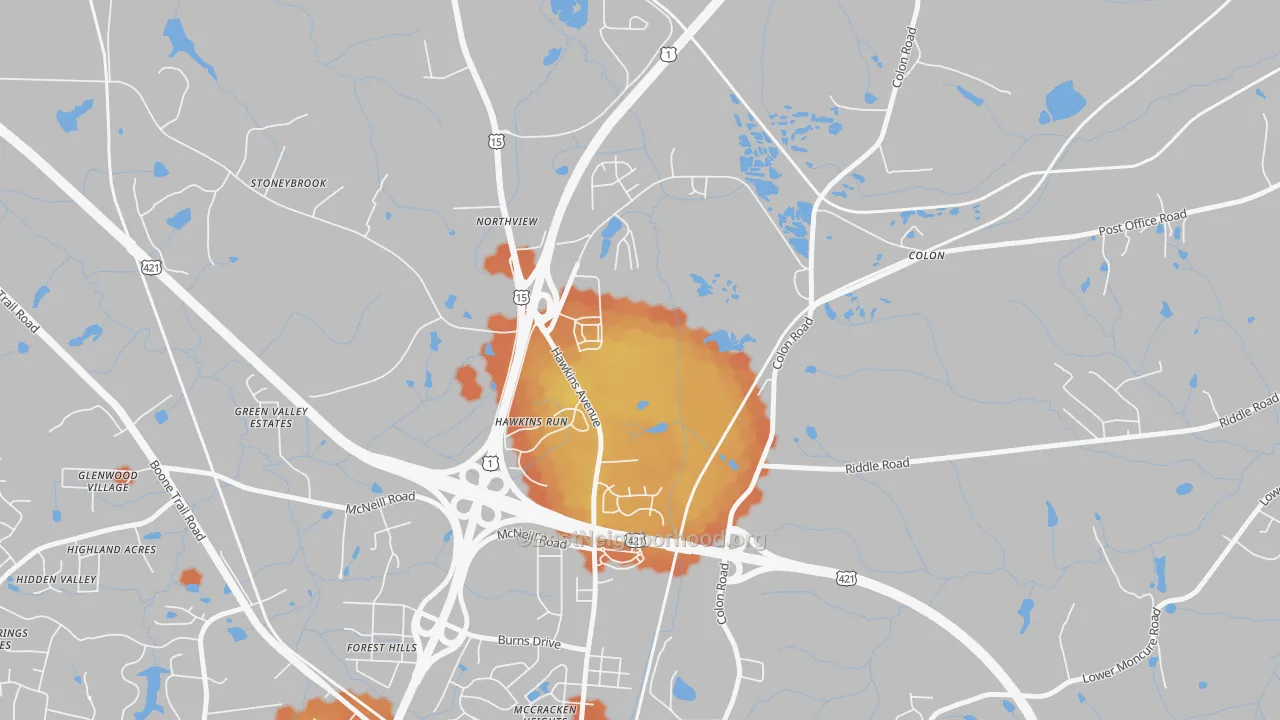 Bike Grade map of Colon, NC