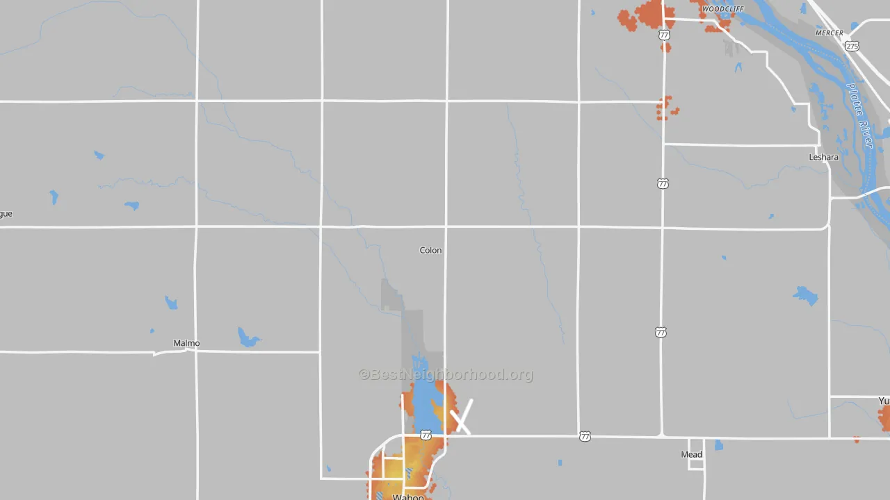 Bike Grade map of Colon, NE