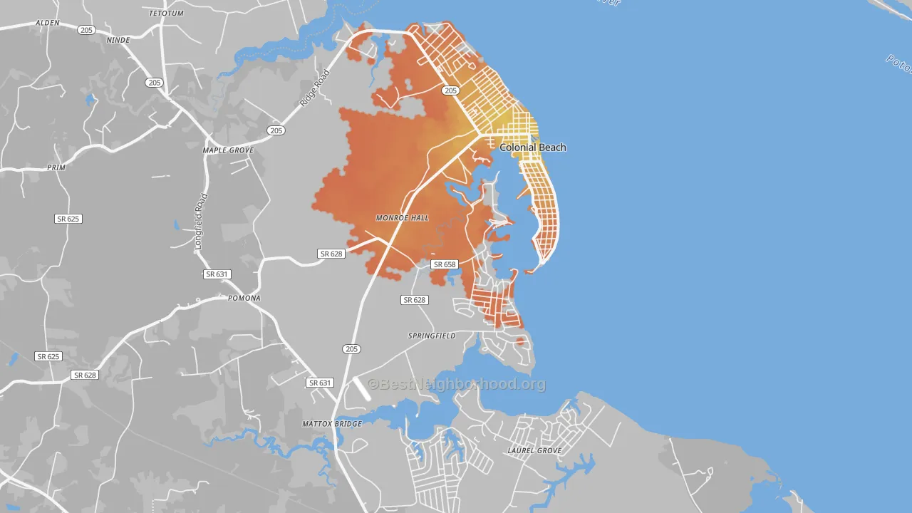 Bike Grade map of Colonial Beach, VA