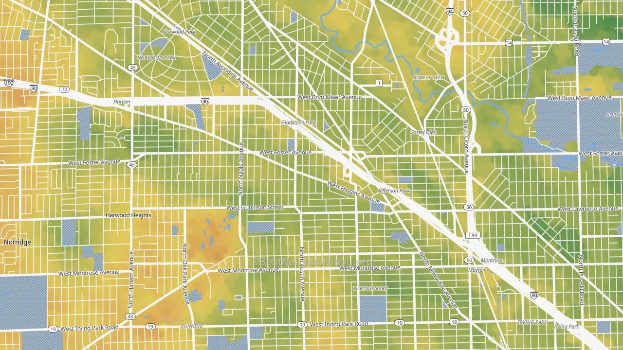 Bike Grade map of Colonial Gardens, Chicago, IL