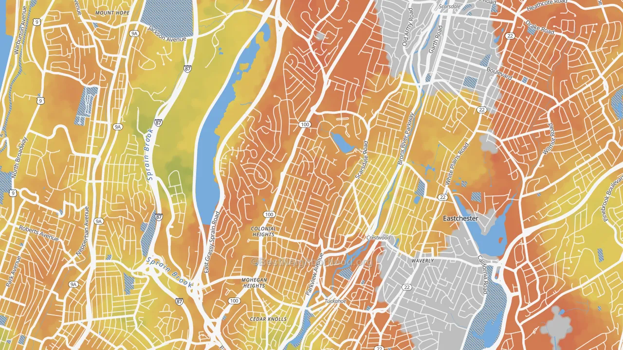 Bike Grade map of Colonial Heights, Yonkers, NY