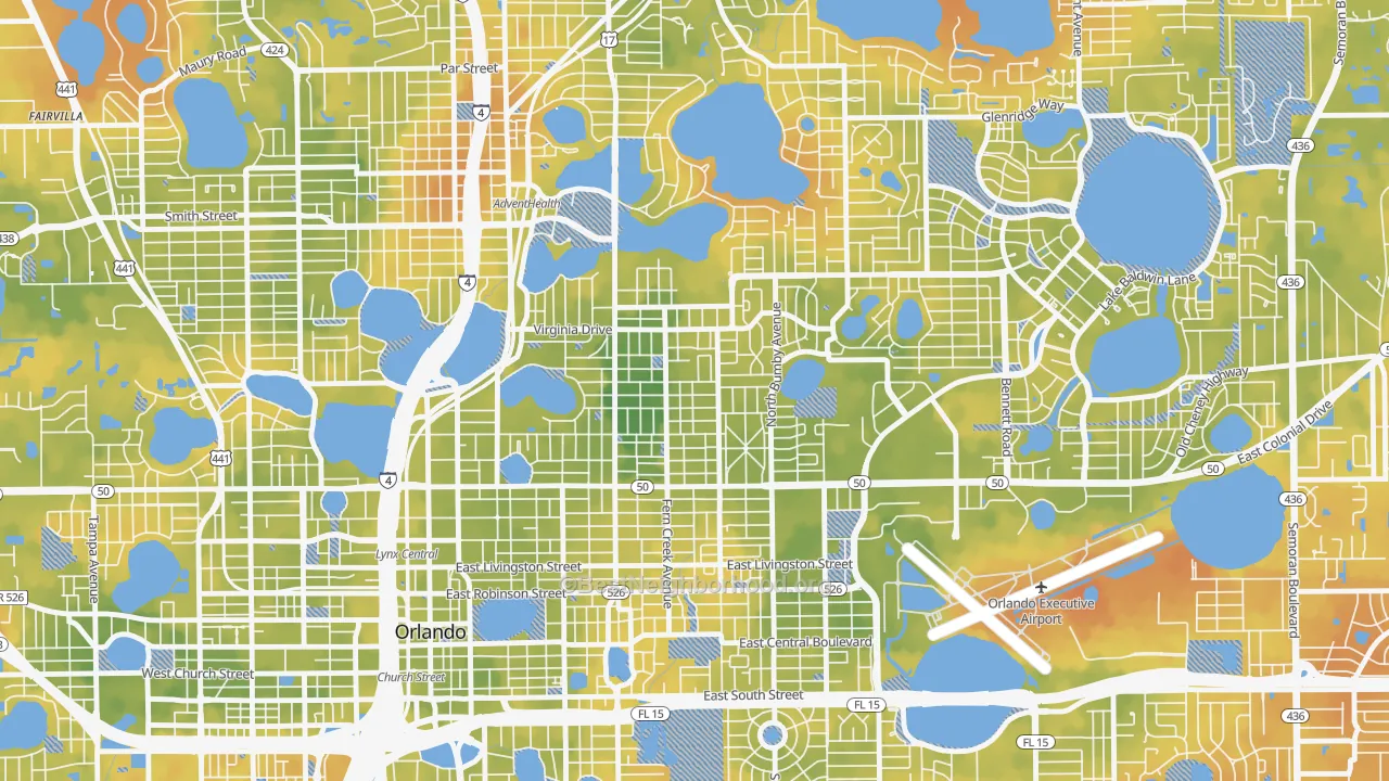 Bike Grade map of Colonicaltown North, Orlando, FL