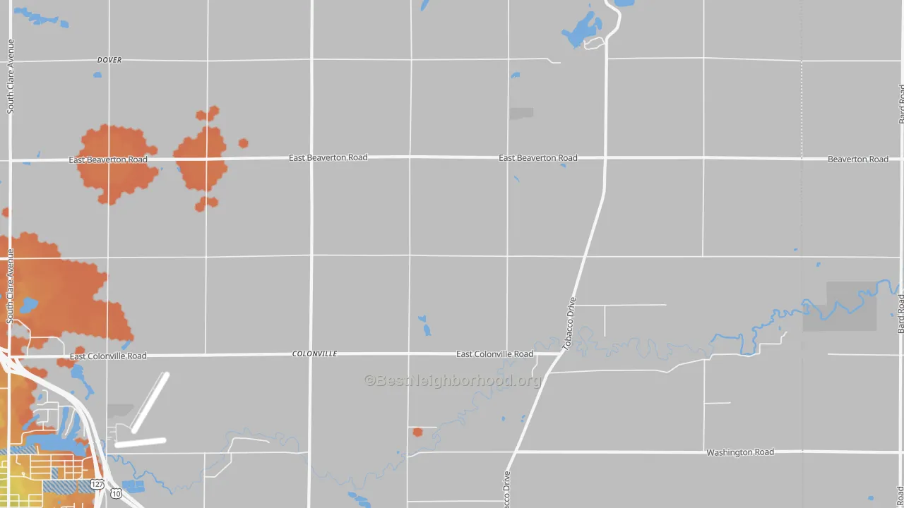 Bike Grade map of Colonville, MI