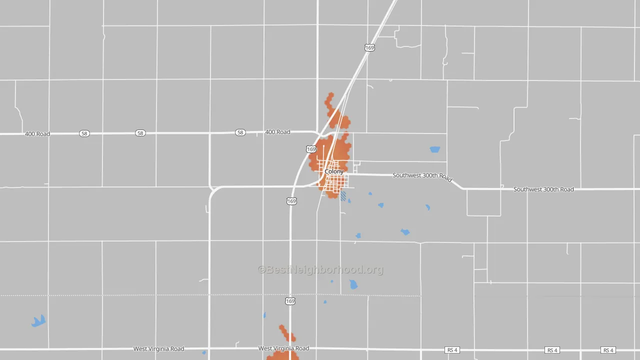 Bike Grade map of Colony, KS