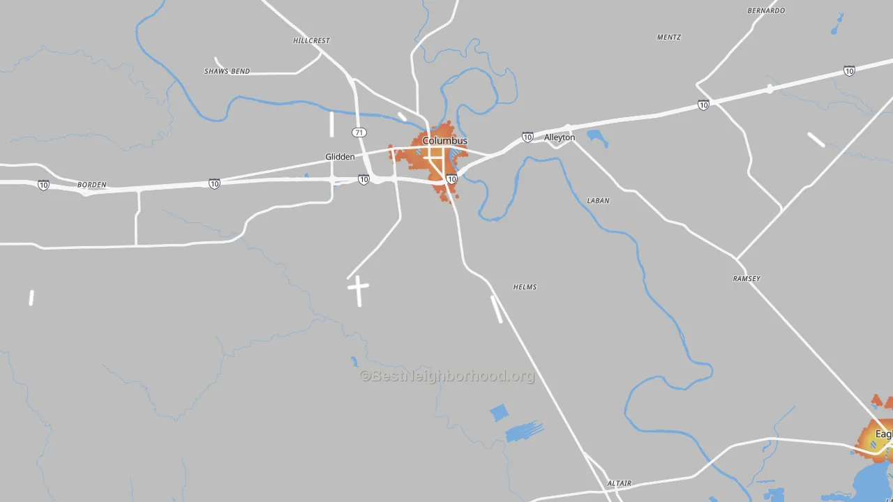 Bike Grade map of Colorado County, TX