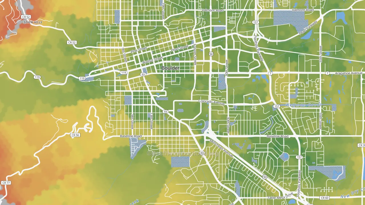 Bike Grade map of Colorado University, Boulder, CO