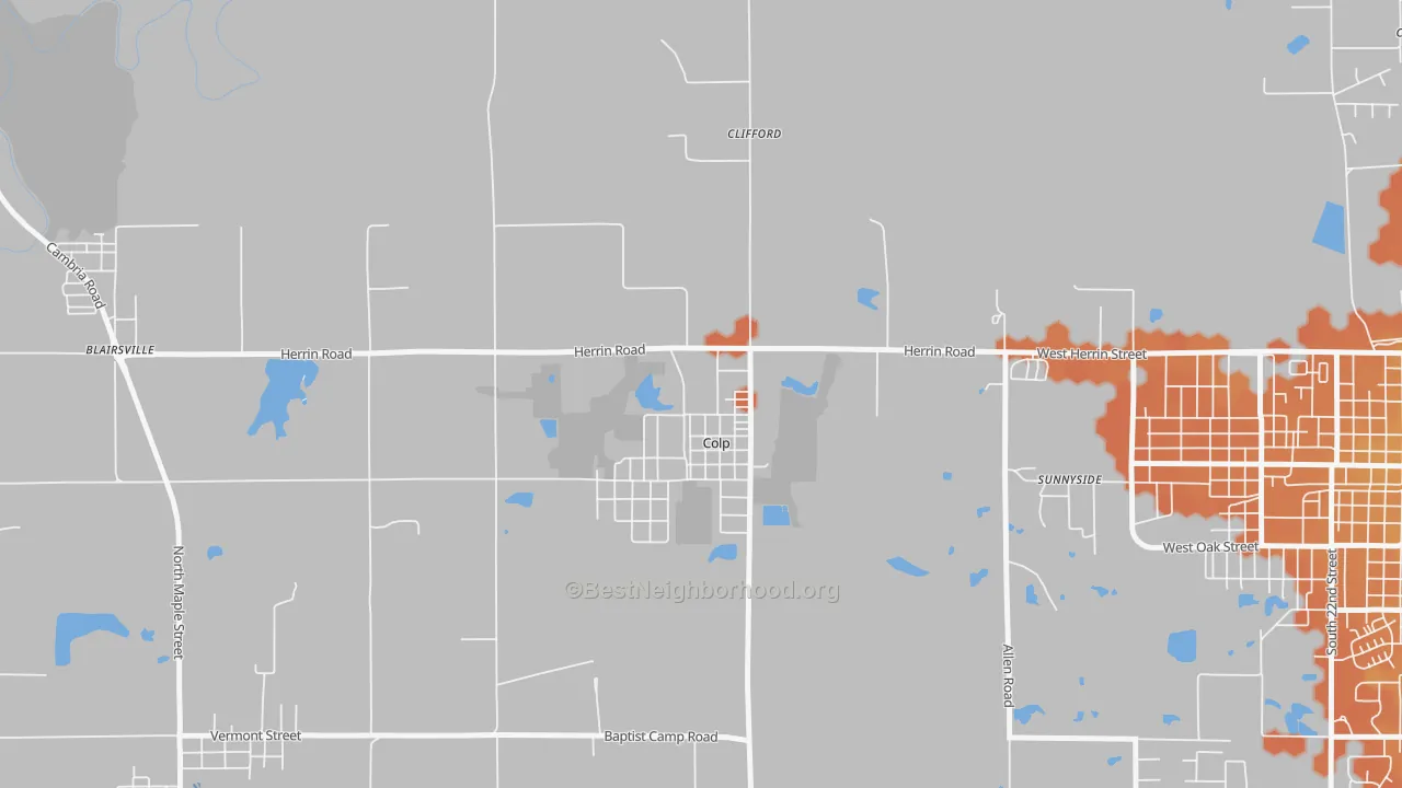 Bike Grade map of Colp, IL