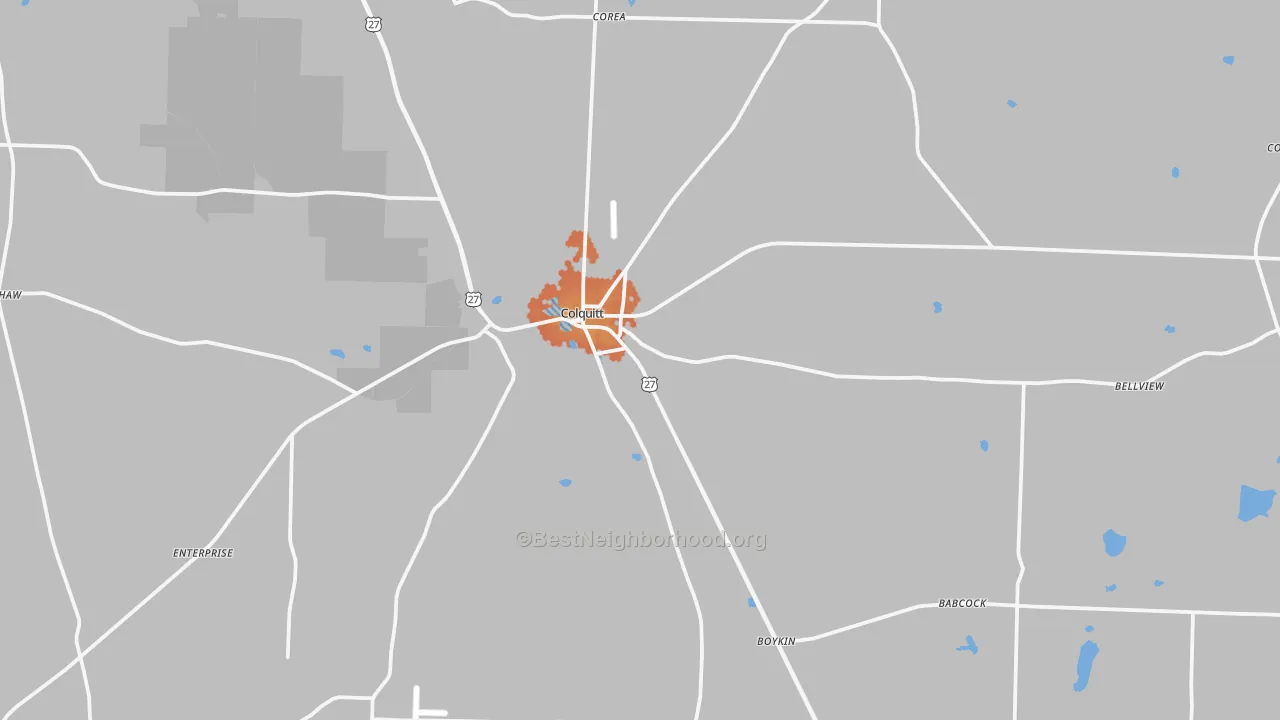 Bike Grade map of Colquitt, GA