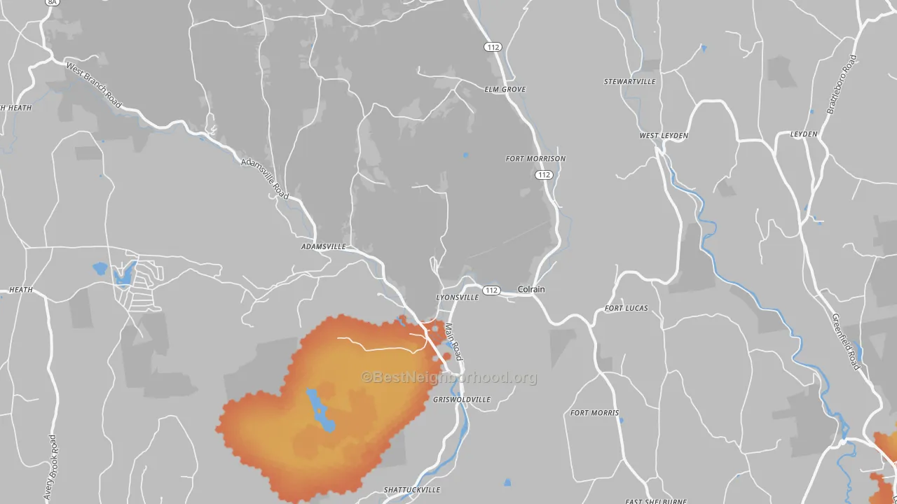 Bike Grade map of Colrain, MA