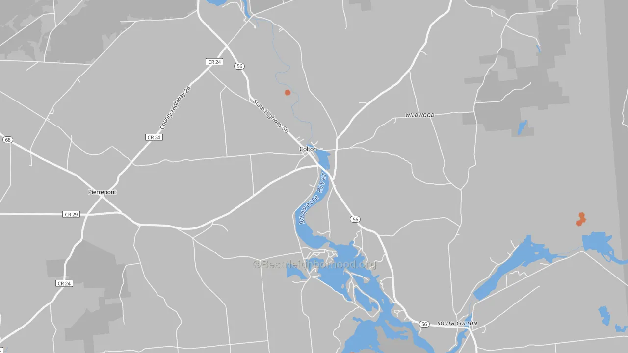 Bike Grade map of Colton, NY