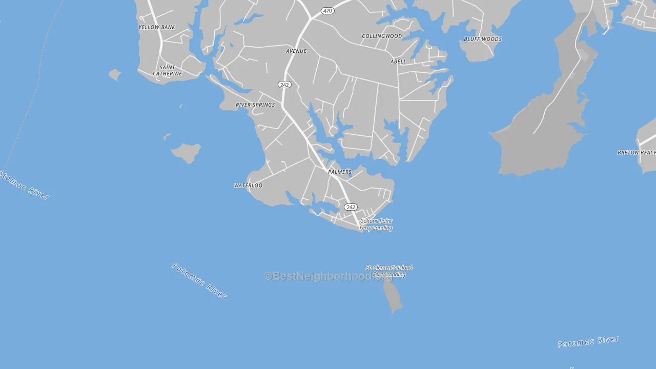 Bike Grade map of Coltons Point, MD