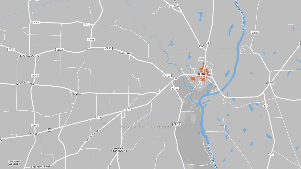 Bike Grade map of Columbia, AL